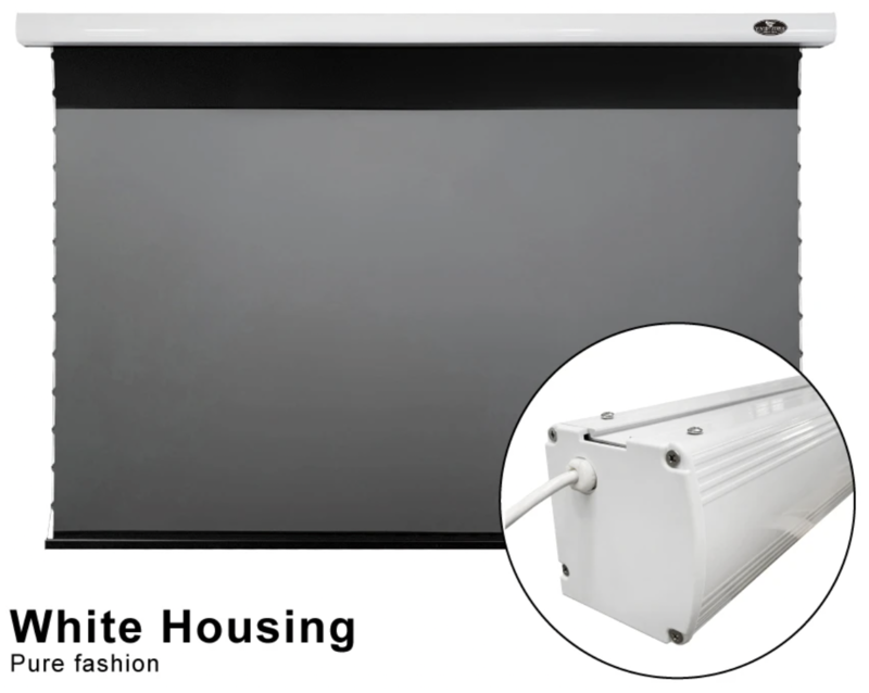 Vividstorm Pro A 110 Vividstorm Pro A 110" Electric Slimline Tab-Tensioned Drop Down Screen (White) + Hisense PX3-Pro 4K UST Projector