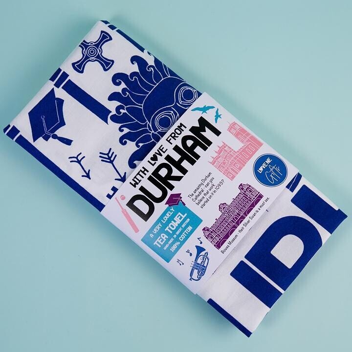 With Love From Durham Tea Towel, Colour: Blue