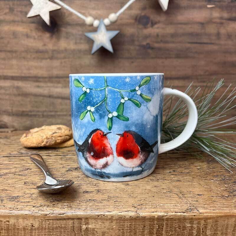 Alex Clark Robins and Mistletoe Christmas Mug