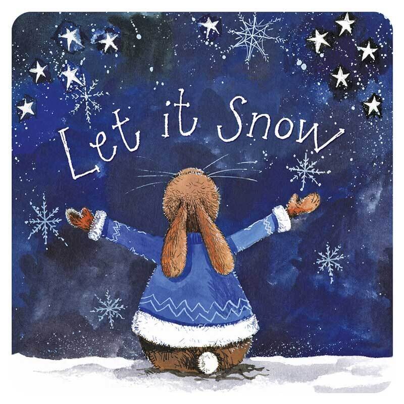 Alex Clark Let it Snow Rabbit Christmas Coaster