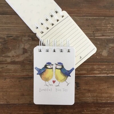 Alex Clark Beautiful Blue Tits Small Spiral Bound Notebook