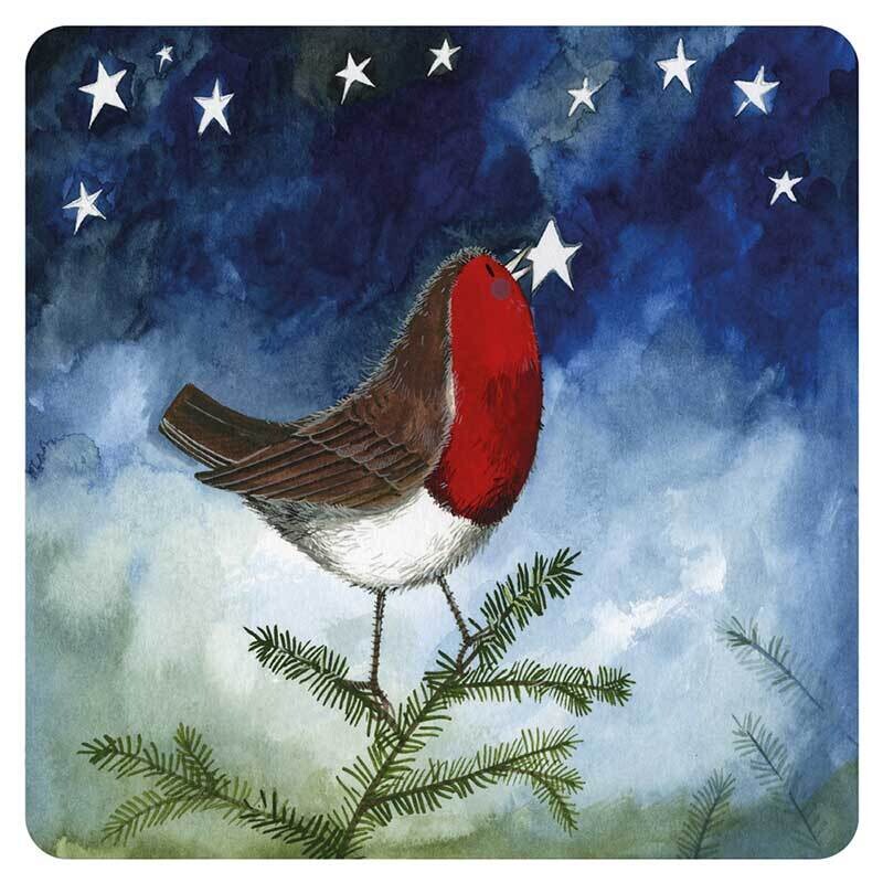 Alex Clark Robin and Star Christmas Coaster