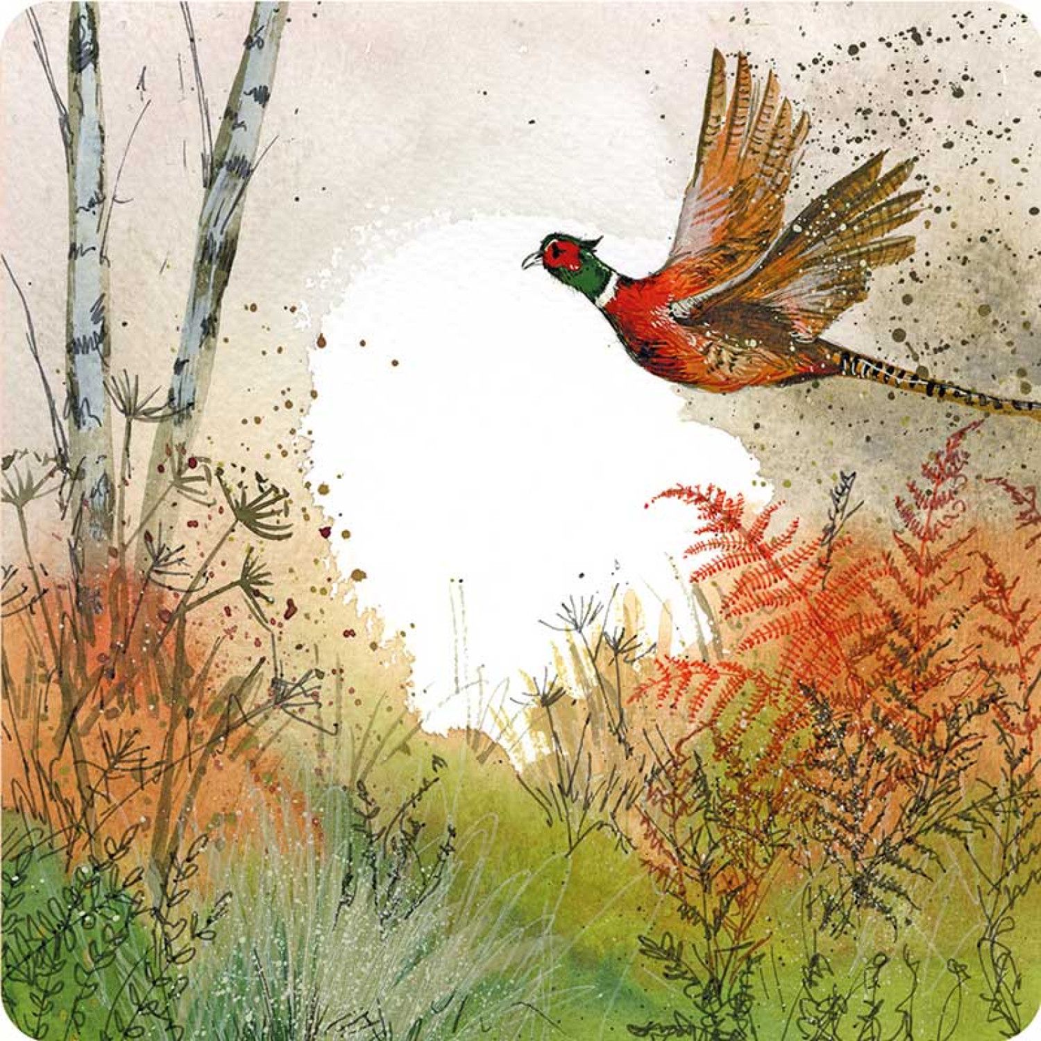 Alex Clark Pheasant &amp; Bracken Coaster