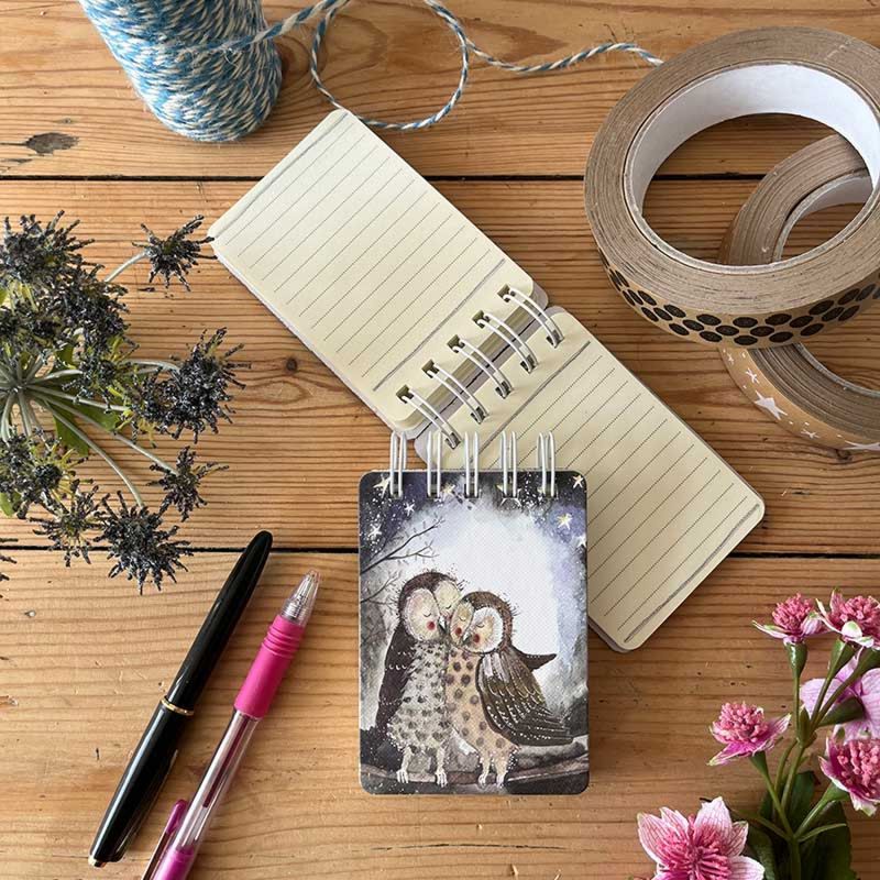 Alex Clark Owls Small Spiral Bound Notebook