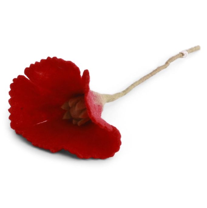 Felt Poppy Flower - Bright red