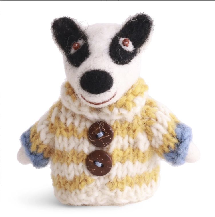 Felt Finger Puppet - Badger