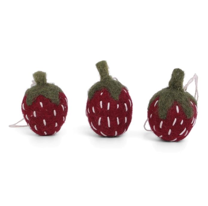 Felt Strawberries set of 3 ornament