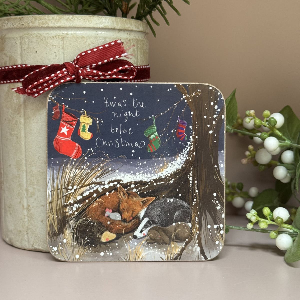 Alex Clark Twas the night before Christmas Coaster