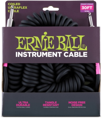 Ernie Ball EB6044 Instrumentenkabel Spiral 9m Black