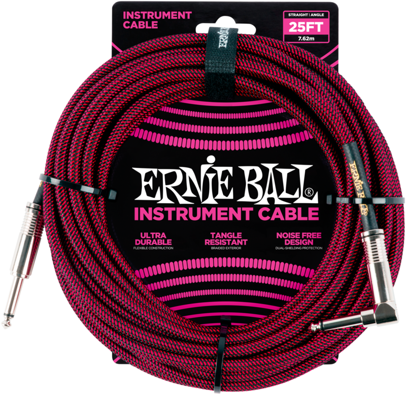Ernie Ball EB6062 Instrumentenkabel 7,6m Black/Red Ernie Ball EB6062 Instrumentenkabel 7,6m Black/Red