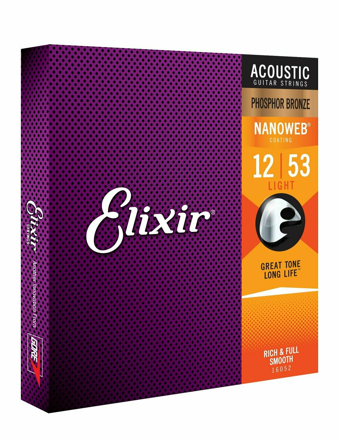 Elixir 16052 Nanoweb Acoustic Guitar Strings 12 - 53