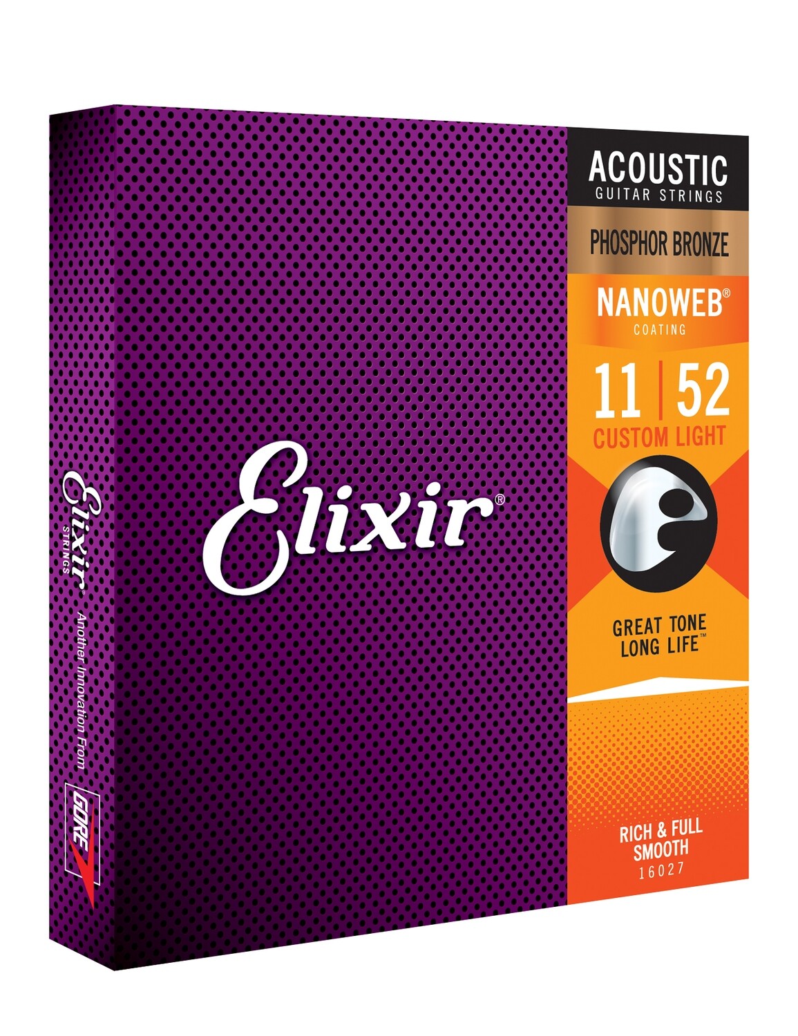 Elixir 16027 Nanoweb Acoustic Guitar Strings 11 - 52