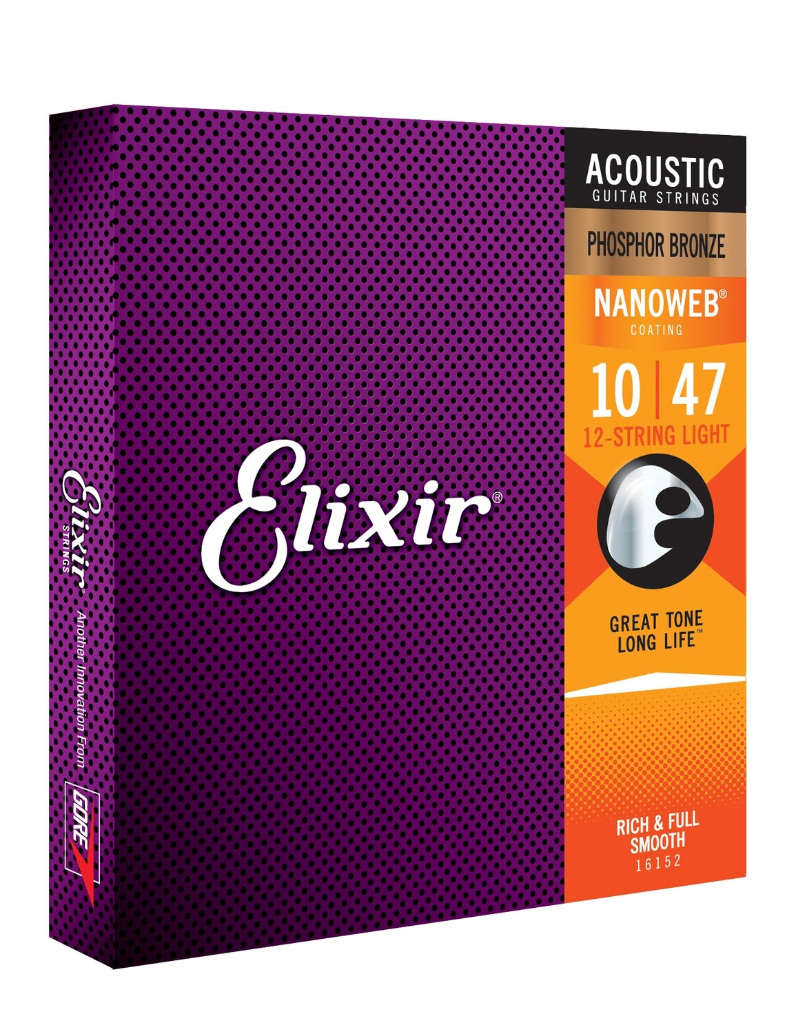 Elixir 16152 Nanoweb 12-Sting Acoustic Guitar Strings 10 - 47