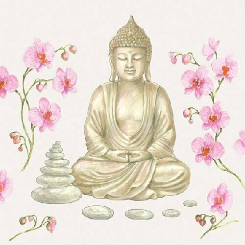 Buddha with Pink Flowers