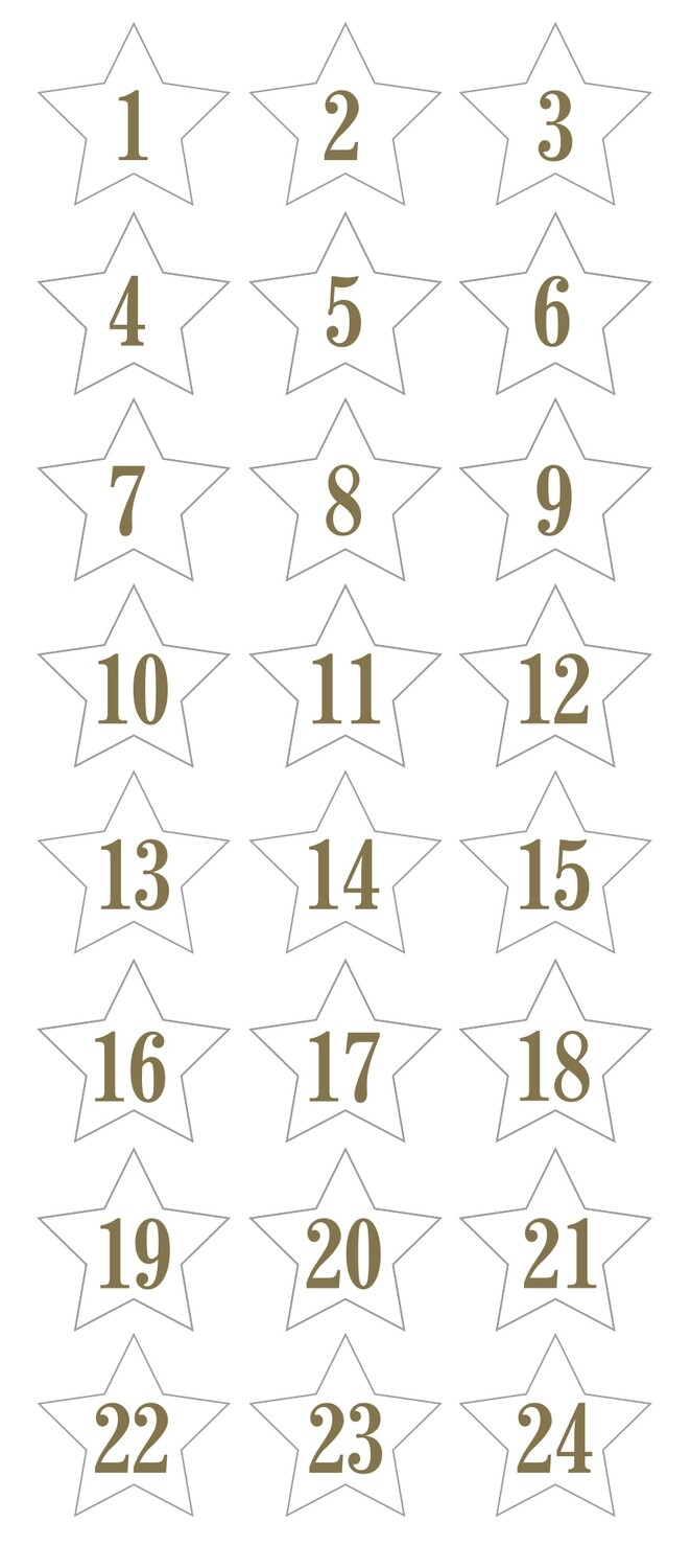 Advent Numbers Stars Gold