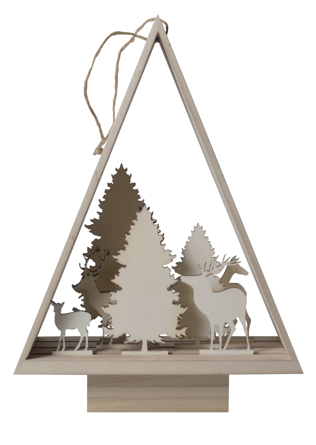 Wooden Christmas Tree with Silhouettes