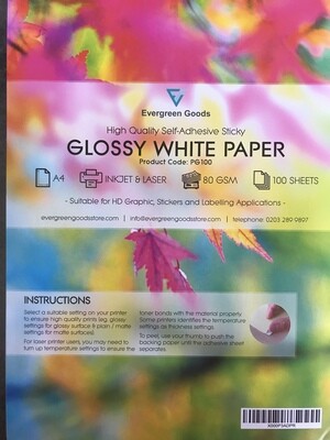 A4 Inkjet & Laser Glossy White Paper Labels