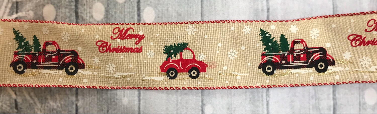 Christmas Ribbon (per meter), Design: Two cars