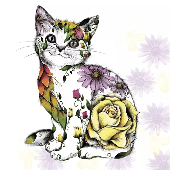 Floral Smiling Kitty