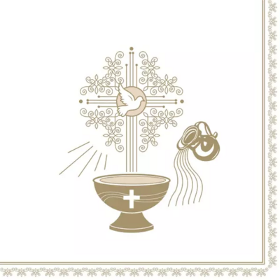 christening motive gold and ecru