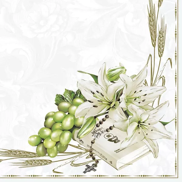 prayer book with lillies and grapes