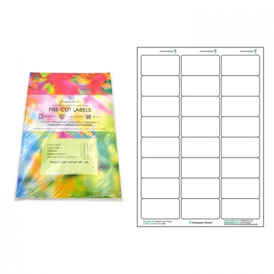 A4 Pre-Cut Multi Matte White Paper Labels (3x8, 24 Labels per Sheets)