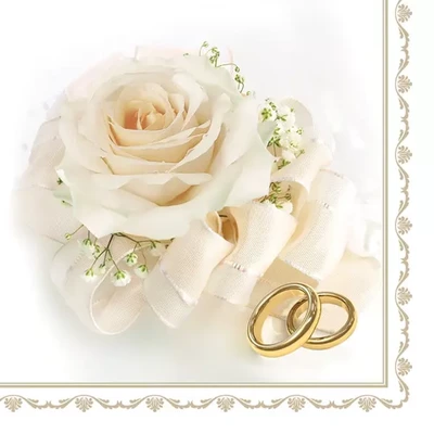 Wedding Rings &amp; White Rose