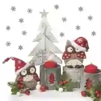 Owls in Santa Hats