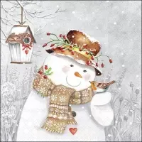 snowman holding robin