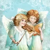 two angels singing and playing