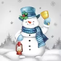 joyfull snowman with bell