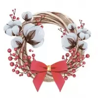 wreath with cotton flowers and berries