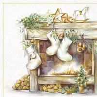 cozy fireplace gold