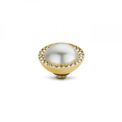 MELANO TWISTED CRYSTAL PEARL GOLD/WHITE STEENTJE
