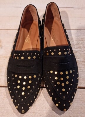 GOLD STUDDED LOAFERS 4604 BLACK | BABOUCHE
