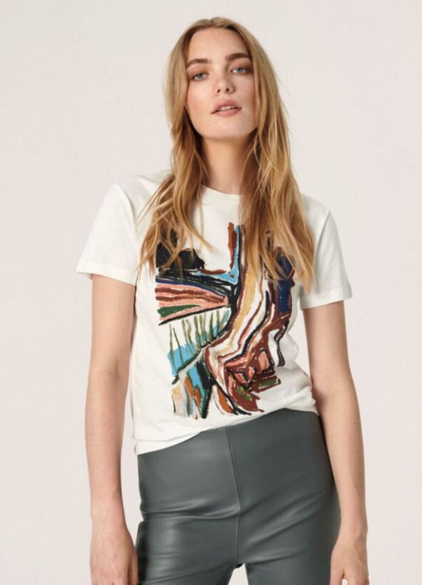 AVEN T-SHIRT MET PRINT OFFWHITE | SOAKED IN LUXURY
