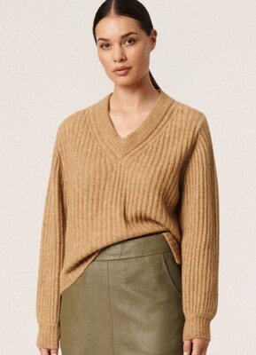 ANINA KNIT PULLOVER TAN MELANGE | SOAKED IN LUXURY