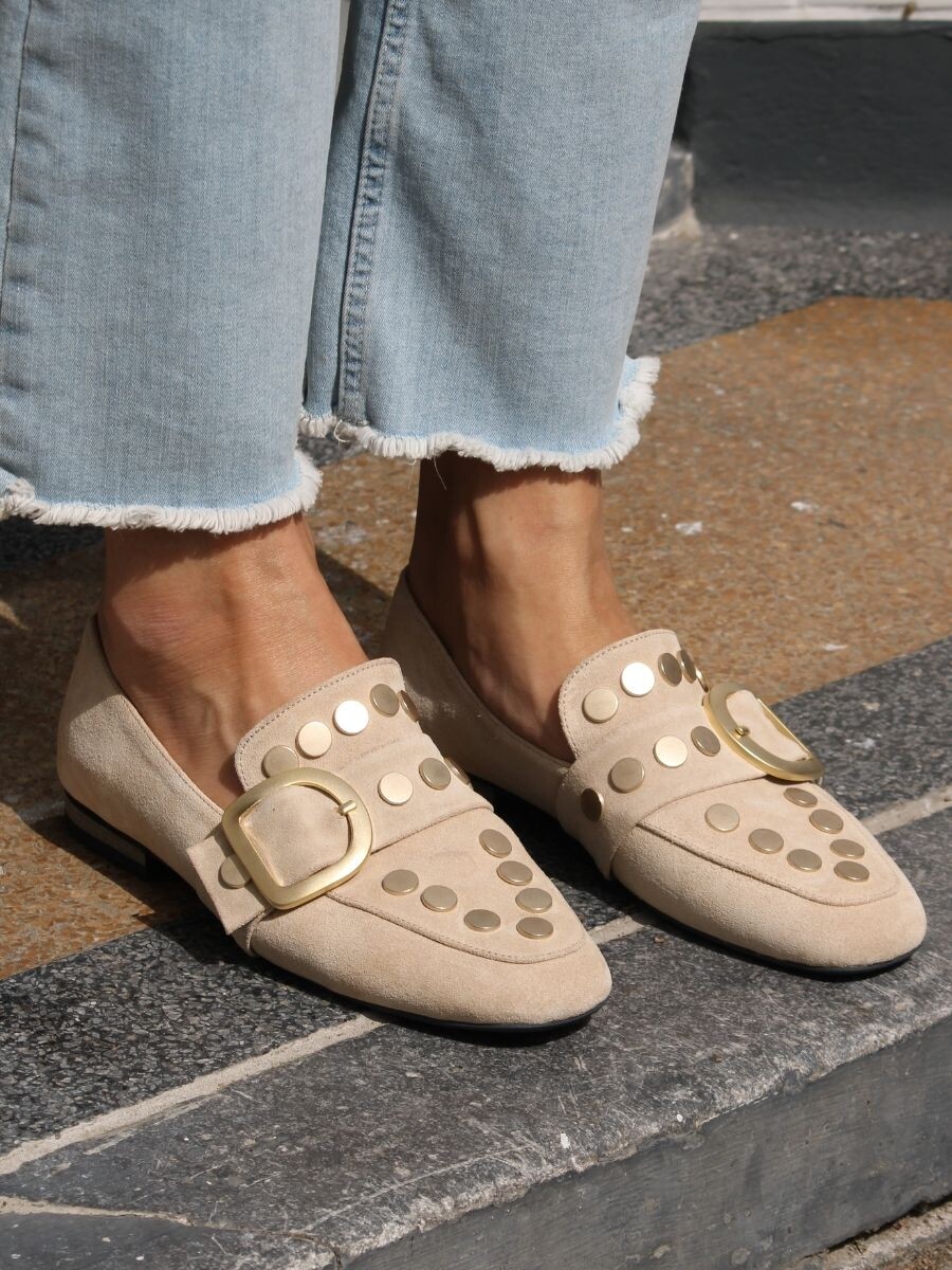 G5610-2 LOAFERS STUDS BEIGE | BABOUCHE