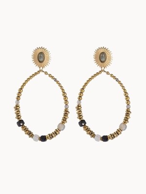 E3890 SHINING SUN EARRINGS BLACK | GO DUTCHLABEL