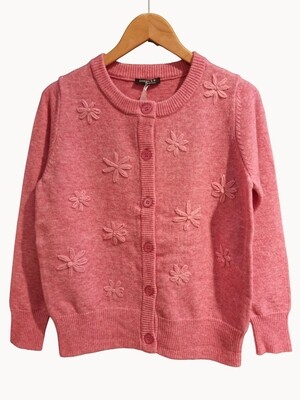 LAUREN EMBROIDED KNIT CARDIGAN CERISE | ROOTZ69 PRIVATE LABEL