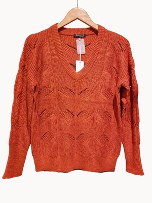 CUX CABEL V-NECK KNITTED SWEATER RUST | ROOTZ69 PRIVATE LABEL