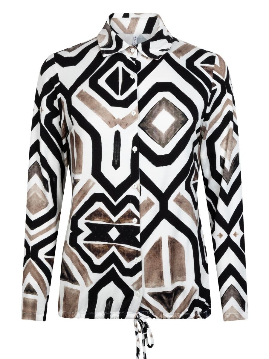 JUDITH PRINTED VISCOSE BLOUSE TOP OFFWHITE BLACK TAUPE | ZOSO