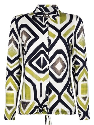 JUDITH PRINTED VISCOSE BLOUSE TOP OFFWHITE BLUE  OLIVE | ZOSO