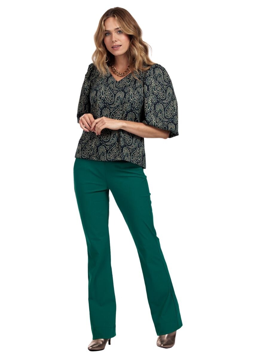 CHARLIZE BONDED FLAIR TROUSERS DARK GREEN | STUDIO ANNELOES