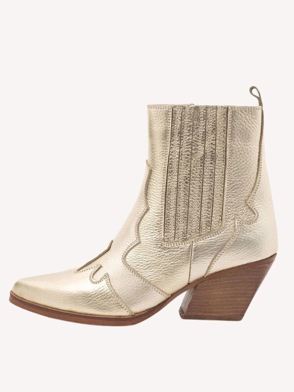 EMILY-13  WESTERN BOOT GOLD | BABOUCHE