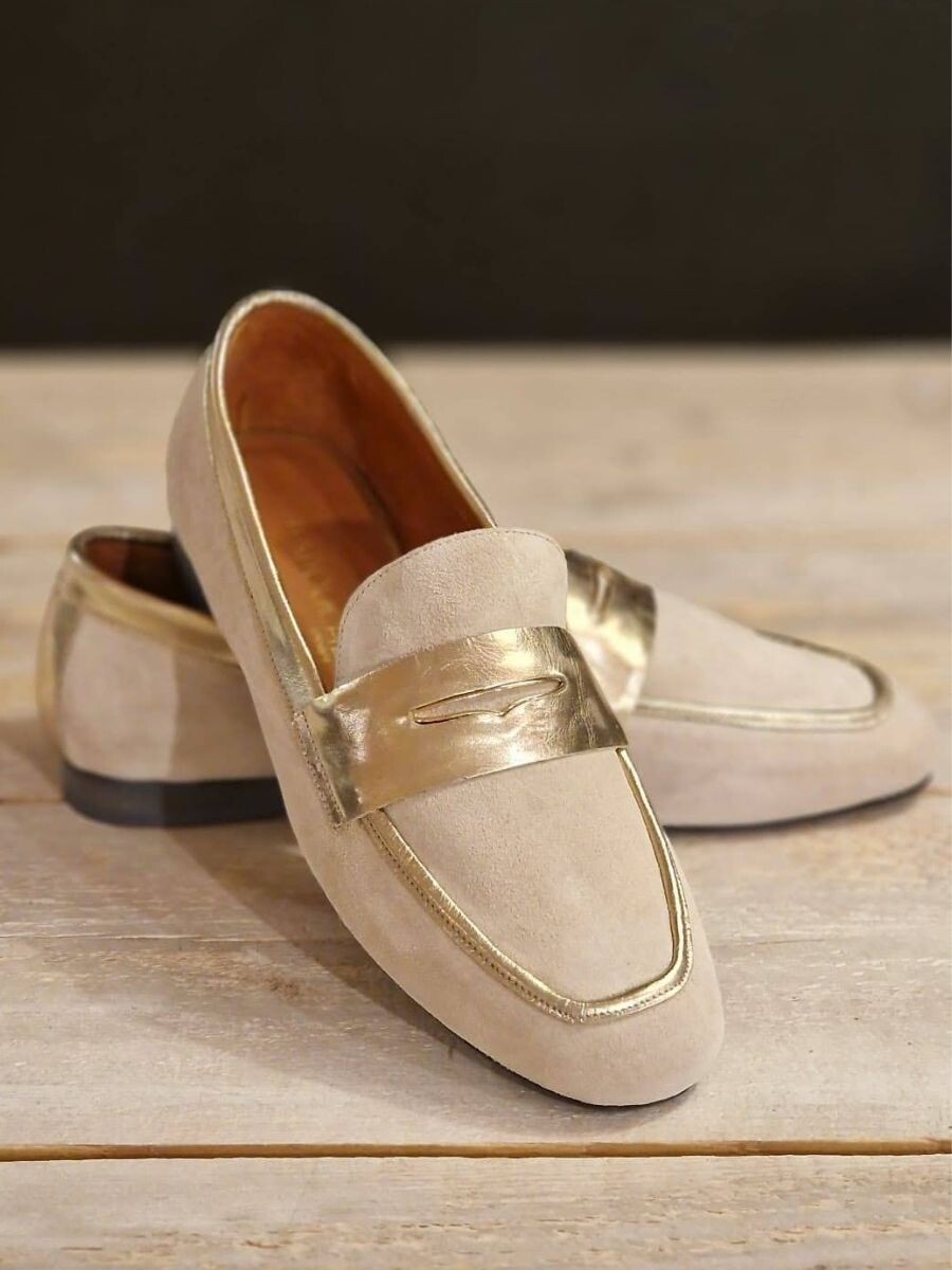 PIP-35 LOAFERS BEIGE/GOLD | BABOUCHE