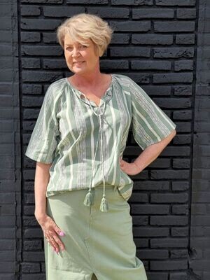 17277 INGA BLOUSE GREEN COMB | SISTERS POINT
