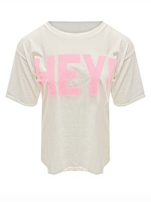 4756 T-SHIRT HEY WIT/ROZE | INSPIRED BY ROOTZ69