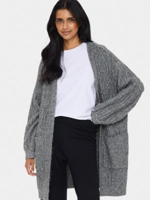 30513532 GEETA OPEN CARDIGAN GRAY QUILL MELANGE | SAINT TROPEZ 30513532 GEETA OPEN CARDIGAN GRAY QUILL MELANGE | SAINT TROPEZ