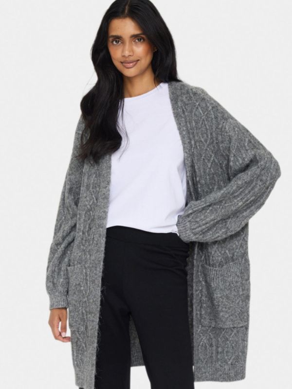 30513532 GEETA OPEN CARDIGAN GRAY QUILL MELANGE | SAINT TROPEZ